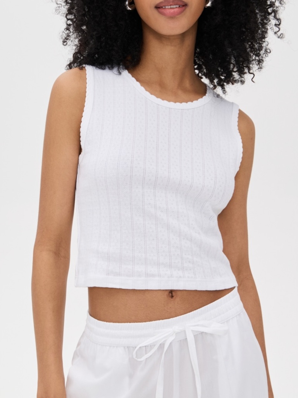 LESET pointelle sleeveless crew